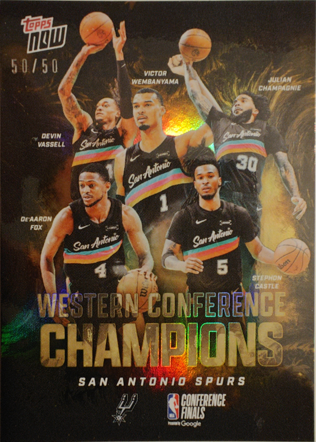 Western  Conference Champions Victor Wembanyama / Devin Vassell /Stephon Castle